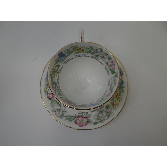Floral Emblems of Canada  tea cup/ saucer Royal Stafford Bone China Collectable - Picture 3 of 12